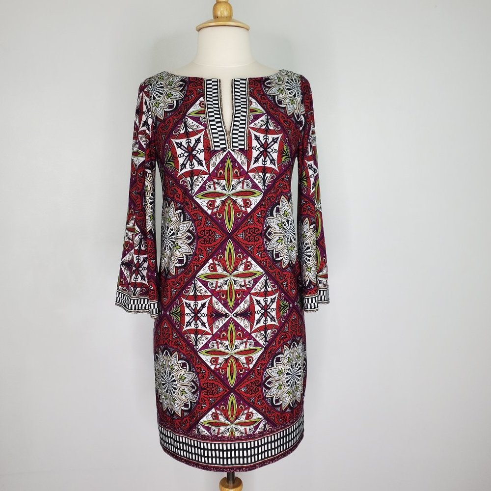 Laundry by Design Multi-Color Mosaic Print Pullover Shift Dress Size M